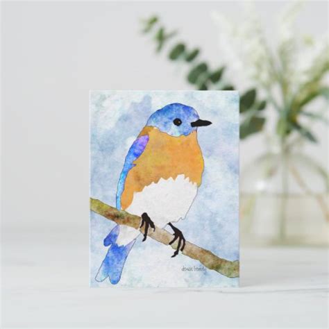 Eastern Bluebird watercolor style postcards | Zazzle