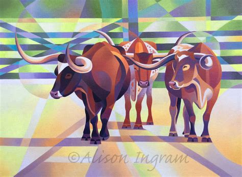 Longhorn Cattle Painting, Fort Worth Stockyard