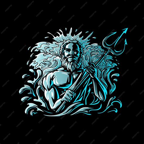 Premium Vector | Vector illustration mythological god of the sea