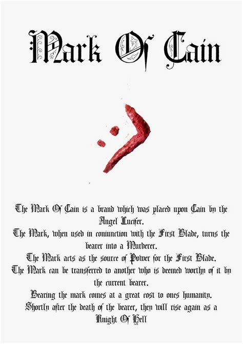 Book Of Shadows Pages: The First Blade / Mark Of Cain