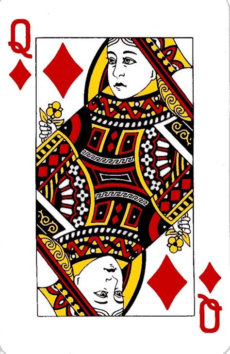 Queen of Diamonds | Card art, Queen of hearts card, Playing cards art