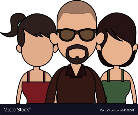 Three people cartoon icon imag Royalty Free Vector Image