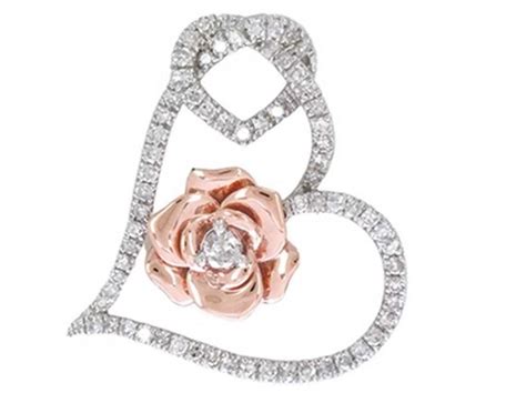 Rose Heart Pendant - 0.30ct Diamond / 10kt White & Rose Gold – SLJewelryCo