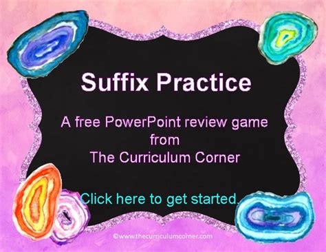 Suffix Practice A free Power Point review game