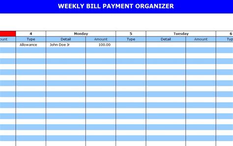 Bill Pay Calendar Template | Bill Payment Calendar