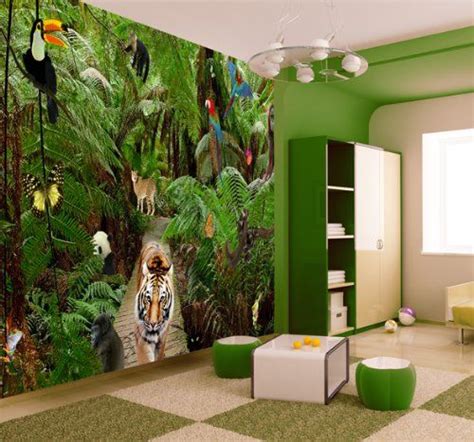 Forest Waterfall and Flowers Wallpaper Mural - - Amazon.com | Jungle ...