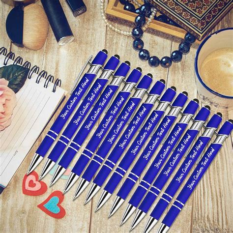 Personalized Pens Bulk with Stylus Tip, Engraved Ballpoint Pens, Black ...