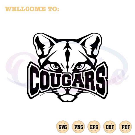 Cougars Mascot Football High School Logo SVG Cutting Files For Silhouette