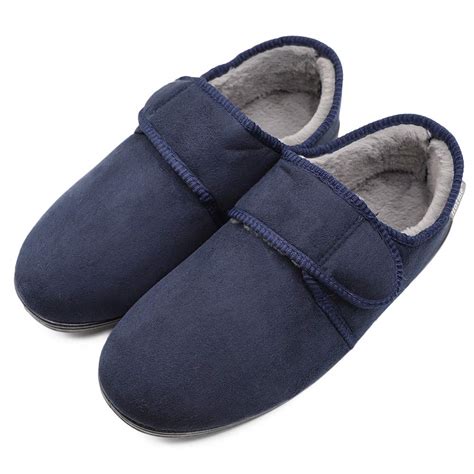 Buy Mens Memory Foam ic Slippers Extra Wide Width Adjustable Edema ...