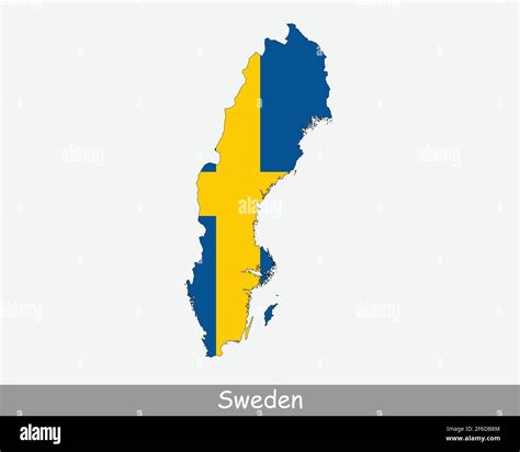 Sweden Flag Map. Map of the Kingdom of Sweden with the Swedish national ...