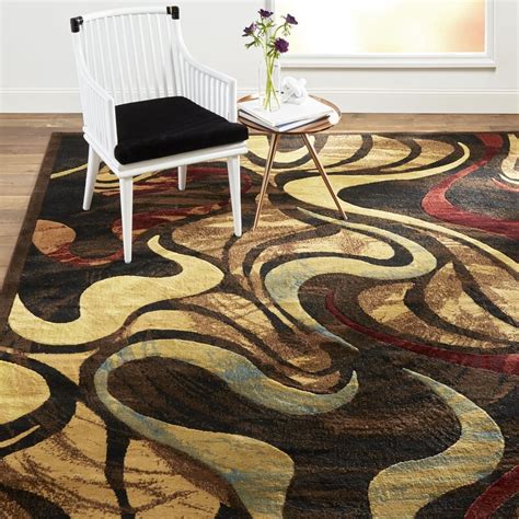 Contemporary Abstract Black Brown Beige Soft Area Rugs - Multiple Size ...