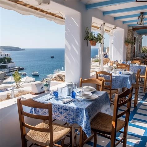 Premium Photo | A restaurant with a view of the sea and the sea