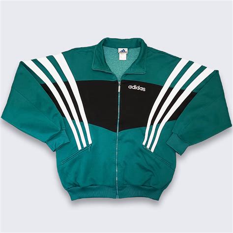 Adidas Vintage Green Black & White Track Jacket - Athleisure Style Coat - Size Men's Large ...