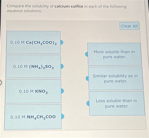 Solved Compare the solubility of calcium sulfite in each of | Chegg.com