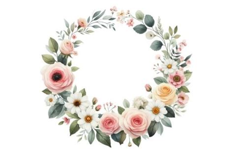 Watercolor Floral Wreath Clipart Graphic by Design Store · Creative Fabrica