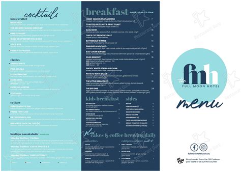 Menu at The Full Moon Hotel pub & bar, Sandgate