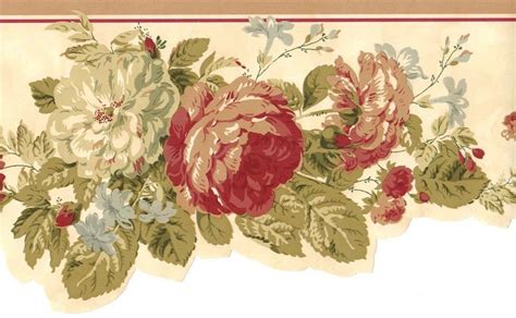 Cottage Rose Wallpaper Border, Vintage Rose Wallpaper, Flower Wallpaper,vintage Floral Wall ...