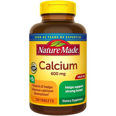 Nature Made 220 Tablets Calcium 600mg with Vitamin D3 400IU (New Packaging, 7 months supply ...