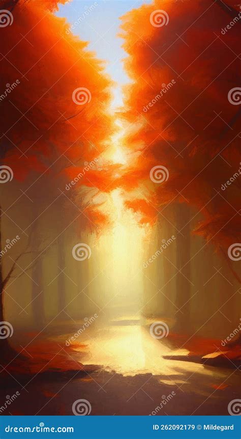 Forest in Autumn - Abstract Digital Art Stock Illustration ...