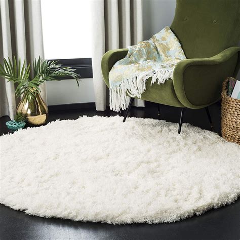 Safavieh Polar Shag Collection PSG800B Area Rug, 6'7" Round, White - Walmart.com - Walmart.com