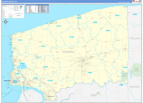 Niagara County, NY Zip Code Wall Map Basic Style by MarketMAPS - MapSales