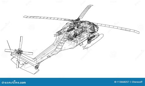 Helicopter Outline. Military Equipment Stock Illustration - Illustration of business, explosion ...