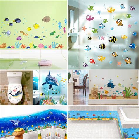 Cartoon-Fish-Sealife-Wall-Stickers-for-Kids-Room-Bathroom-Home-Decoration-Waterproof-Animal ...