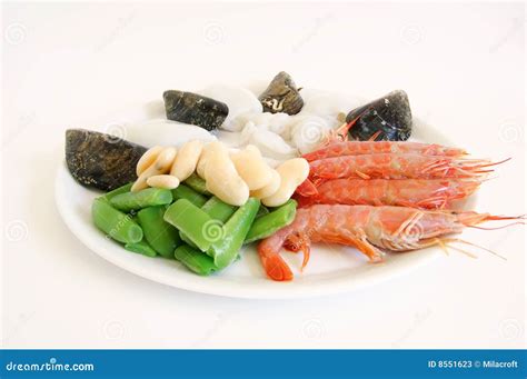 Paella Ingredients - Spanish Rice Recipe Stock Image - Image of uncooked, cuttlefish: 8551623