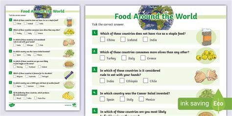 Food Around the World Quiz (Teacher-Made) - Twinkl