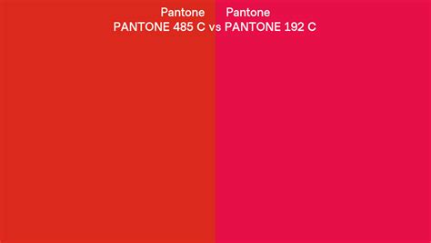 Pantone 485 C vs PANTONE 192 C side by side comparison