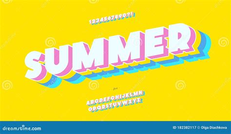 Vector Summer Font 3d Bold Color Style Stock Vector - Illustration of letter, lettering: 182382117