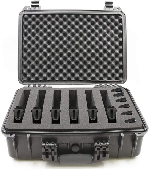 CASEMATIX 18" Customizable 6 Pistol Multiple Pistol Case - Waterproof & Shockproof Hard Gun ...