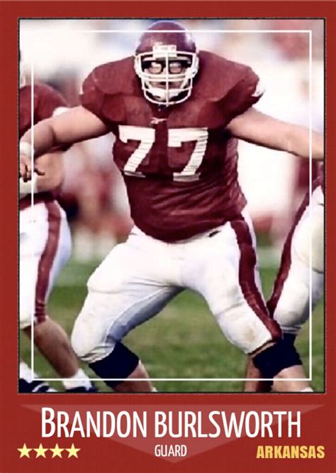 Custom Card Brandon Burlsworth Arkansas Razorbacks SEC Legend (Blank Back) - GoWork Recruitment