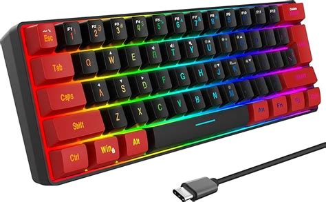 Amazon.com: Snpurdiri K60 60% Gaming Keyboard, 61 Keys Multi Color RGB Illuminated LED Backlit ...