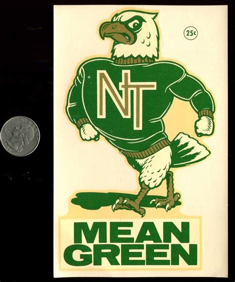 University Of North Texas Mean Green Vintage Souvenir Decal Nos | Retro graphic design, Mascot ...