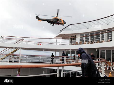 Emergency helicopter rescue training on a cruise ship Stock Photo - Alamy