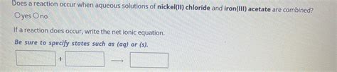 Solved Does a reaction occur when aqueous solutions of | Chegg.com