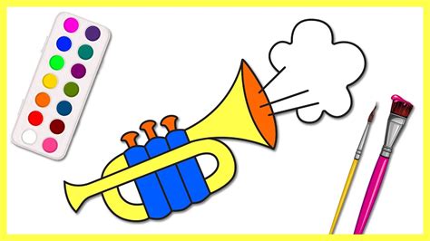 How to draw a trumpet 🎺 Musical instrument - YouTube