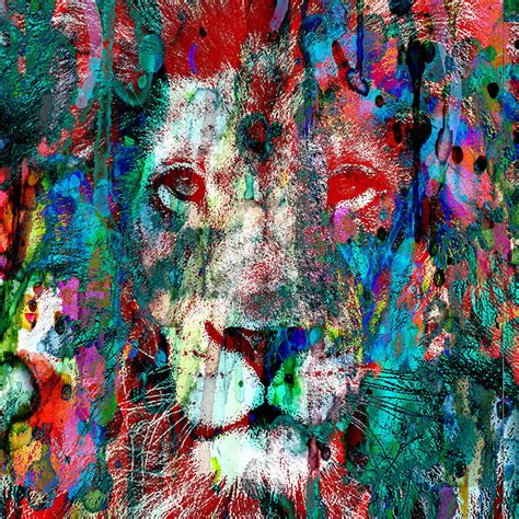 Wild and Colorful 2 - The lion Sleeps 48x48 WALL SIZE CANVAS or PAPER ...