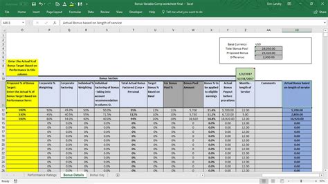 Bonus Structure Template Excel