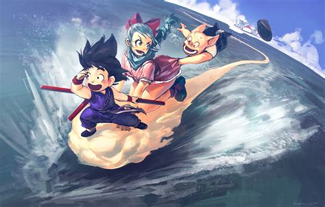 Goku and Bulma's Adventure on the Flying Nimbus - HD Wallpaper by Ben Lo