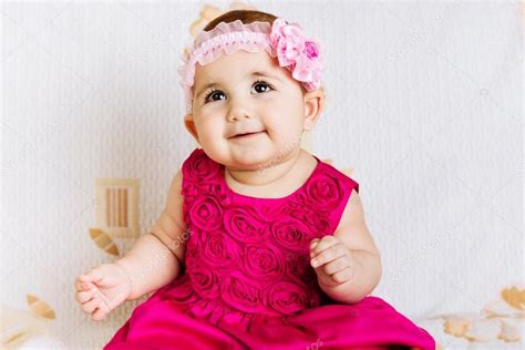 Images: cute pink baby | Cute baby girl in pink dress — Stock Photo ...