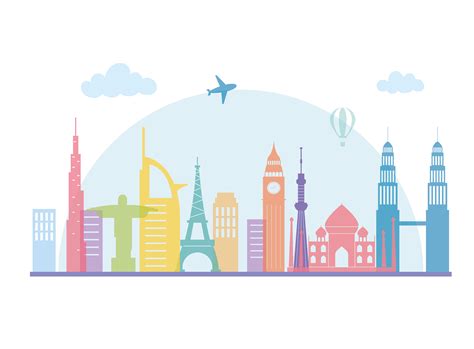 world airplane skyline architecture urban city panorama 1827780 Vector Art at Vecteezy