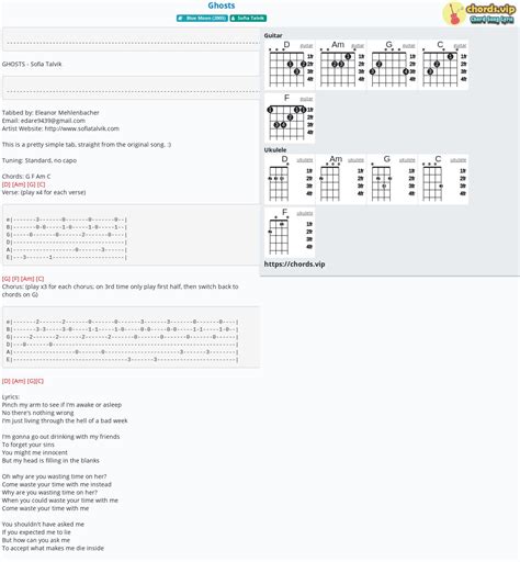 Chord: Ghosts - tab, song lyric, sheet, guitar, ukulele | chords.vip