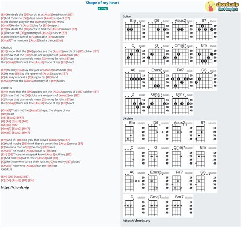 Chord: Shape of my heart - tab, song lyric, sheet, guitar, ukulele ...