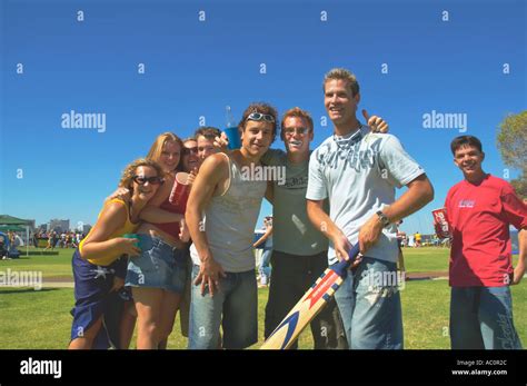 Western Australia Perth Australia Day Celebrations Young people posing for group shot Stock ...