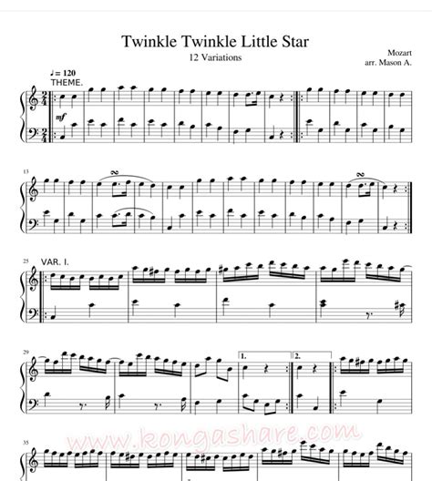 Twinkle Twinkle Little Star Sheet Music [12 Variations] In PDF & Music - Music/Radio - Nigeria