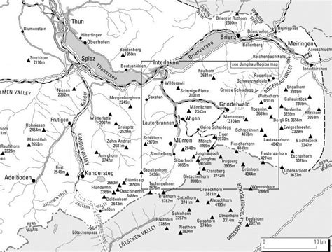 Map of Bernese Oberlands ( Berner Oberland ) in Switzerland