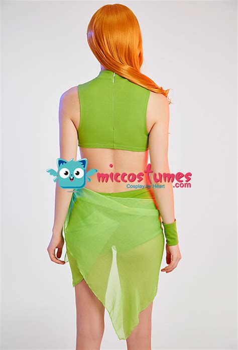 Total Drama Izzy Cosplay Costume Green Top and Shorts Set with Chiffon Sarong - Cosplay Shop