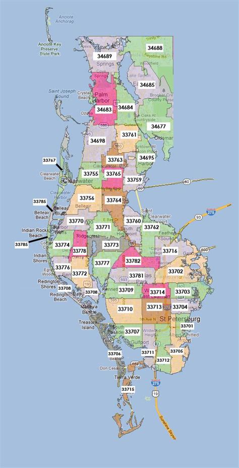 Printable Pinellas County Zip Code Map | World Map Interactive | Zip code map, Pinellas county, Map